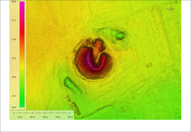 Digital terrain model of the "King´s Grave" as top view | DTM-Data: © Geobasis-DE/LGB 2013 | DTM-Data realization: Ralf Hesse | Graphic: Jens May 