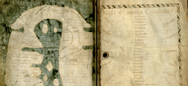 Albi Mappa Mundi, world map of the Merovingian period | Source: Albi, bibliothèque municipale, Ms. 29 (115)