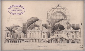 Wettbewerb Museumsinsel, Berlin: Querschnitt durch Hauptvestibül und Parthenon, große Mittelhalle, Pergamon und Zentralraum für hellenistische Skulpturen