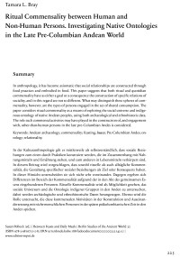 Cover Artikel "Ritual Commensality between Human and Non-Human Persons. Investigating Native Ontologies in the Late Pre-Columbian Andean World"